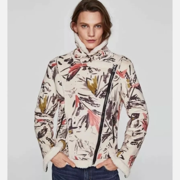 Zara Faux Suede Printed Jacket warm like Sweater - Picture 4 of 10